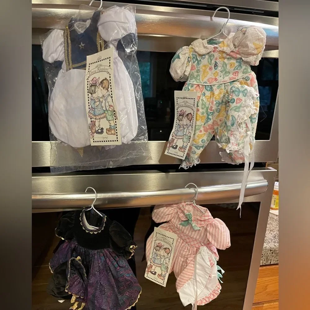 4 Daisy Kingdom Doll Dresses With Bonnets NWT